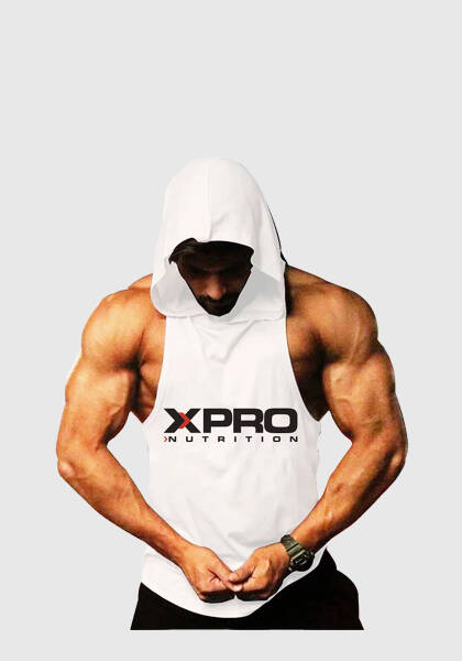 Xpro Nutrition Baskılı Kapüşonlu Atlet Beyaz - XPR-KA01 - 1